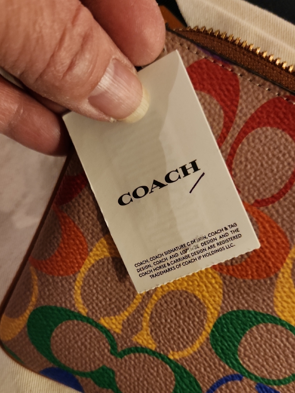 Coach CA217 Multicolor Signature Wristlet with Leather Tag - Picture 4 of 4